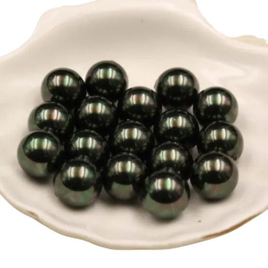 Kitcheniva 6 Pcs Peacock Color Shell Pearl Round Half-Drilled Beads 8mm {1}