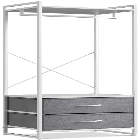 Sorbus Clothing Rack with Drawers - Clothes Stand Dresser - Wood Top, Steel Frame, & Fabric Drawers - Tall Closet Storage Organizer - Garment Rack for Hanging Shirts, Dresses, & Jackets White {1}