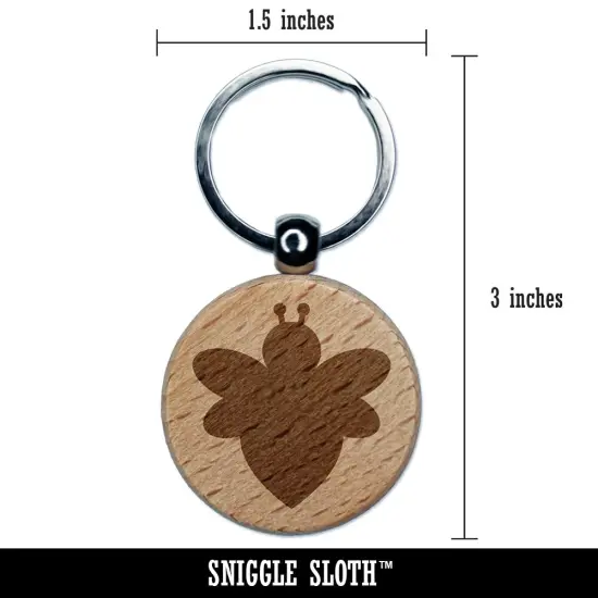 Cute Bumble Bee Solid Engraved Wood Round Keychain Tag Charm {2}