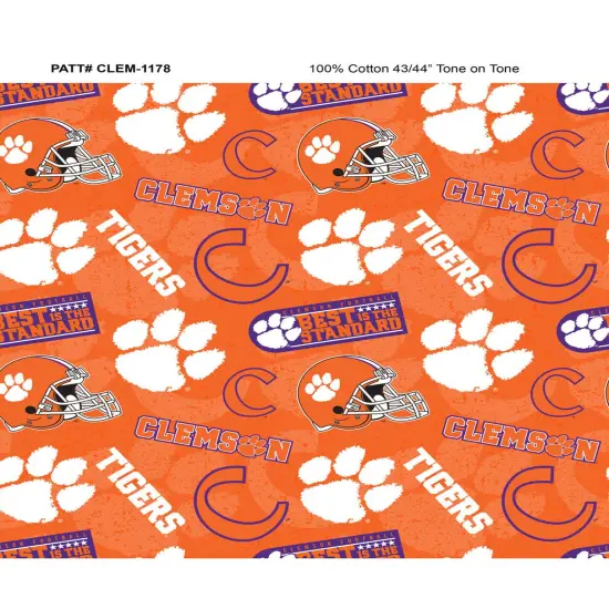 Sykel Enterprises-Clemson University Cotton Fabric-Clemson Tigers Tone On Tone Cotton Quilting Fabric {1}