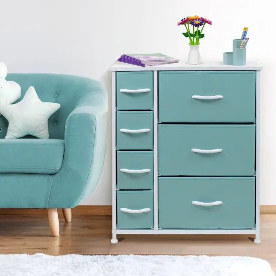 Sorbus Dresser with Drawers - Furniture Storage Tower Unit for Bedroom, Hallway, Closet, Office Organization - Steel Frame, Wood Top, Easy Pull Fabric Bins Aqua {2}