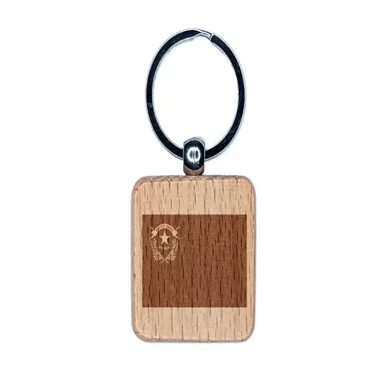 Nevada State Flag Engraved Wood Square Keychain Tag Charm {1}