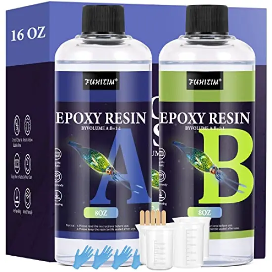 Epoxy Resin 16OZ - Crystal Clear Epoxy Resin Kit - Self-Leveling, High-Glossy, No Yellowing, No Bubbles Casting Resin Perfect for Crafts, Table Tops, DIY 1:1 Ratio {1}