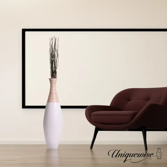 31.5 inch Spun Bamboo Tall Trumpet Floor Vase - Decorative Home Accent, Natural Bamboo, Indoor Decoration, Sustainable Materials, Tall Floral Display, Handmade Bamboo Vase, Floor Standing Vase Black {9}