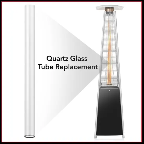 49.5" Tall Quartz Glass Tube Replacement with Rubber Ring for 4-Sided Pyramid Style Outdoor Patio Heaters by Casafield {6}