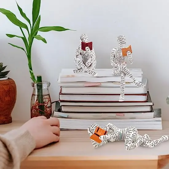 Home Decor Accents - Reading Woman Figurine Sculpture Thinker Statue - Modern Abstract Home Decor for Living Room, Office, Bedroom - Elegant and Aesthetic Decoration Statue 07 {4}