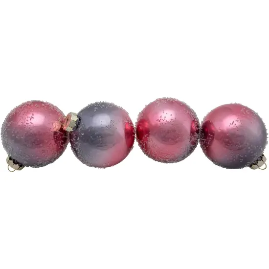 Northlight 4ct Pink and Grey Ombre Hand Blown Textured Glass Ball Christmas Ornaments 3.25" (80mm) Gray {4}