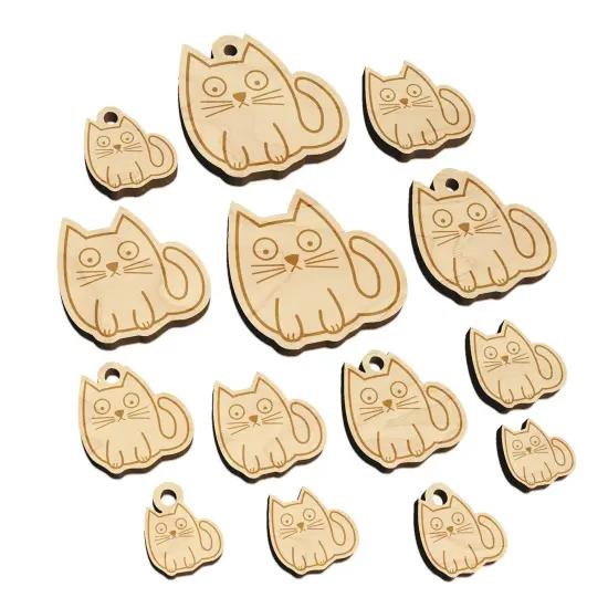 Wary Kitty Cat Mini Wood Shape Charms Jewelry DIY Craft {7}