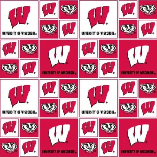 Sykel Enterprises-University of Wisconsin Cotton Fabric-Wisconsin Badgers Geometric Cotton Quilting Fabric {1}