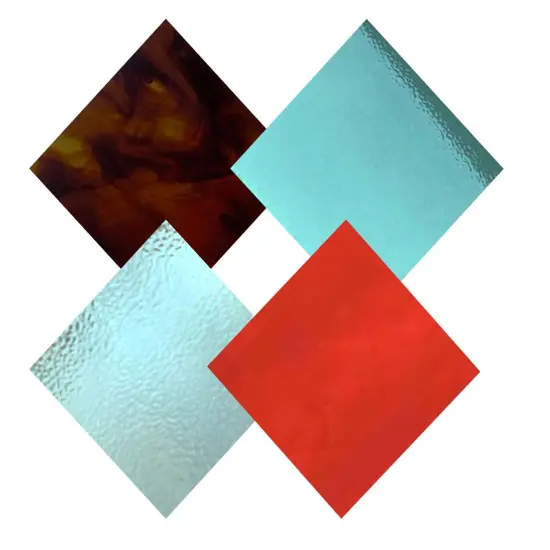 Wissmach 4 Sheet Mixed Color (Brown, Red, Light Blue, Blue) Variety, Stained Glass Pack and Mosaic Glass {1}