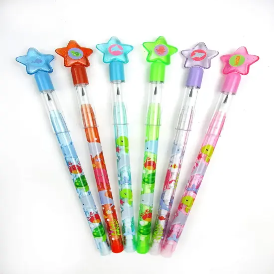 TINYMILLS 24 Pcs Sea Animals Ocean Life Turtles Multi Point Stackable Pencil with Eraser {2}