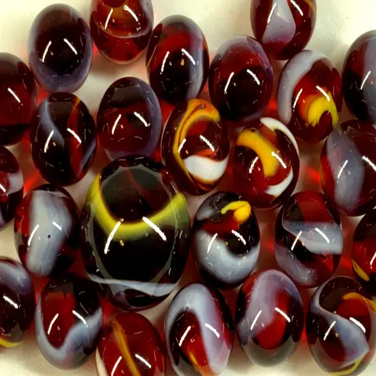 25 Marbles FIRE Red Stripes Yellow Glass game pack Shooter {2}