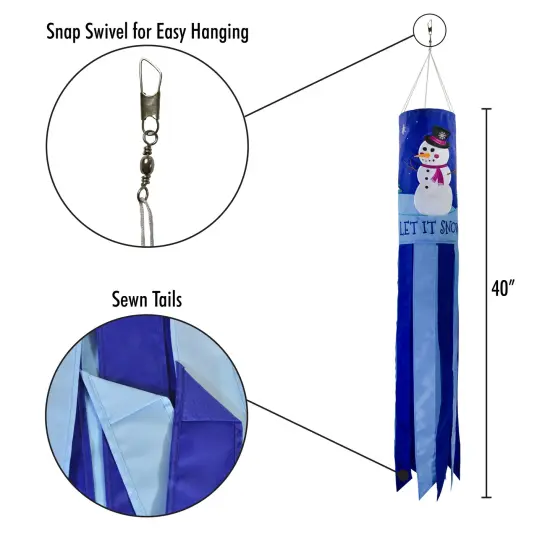 In the Breeze Let it Snow 40 Inch Windsock - Hanging Winter Decoration - Outdoor Holiday d&eacute;cor {6}