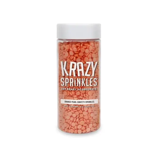 Krazy Sprinkles - Orange Pearl Confetti (1/2 Cup, 1x Jar) for Cakes, Ice Cream & Cookies {3}