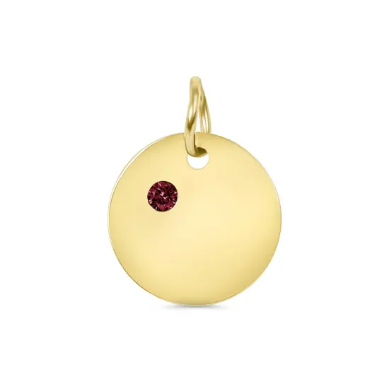 18k PVD Coated CZ Birthstone Polished Stainless Steel Round Pendant August/Peridot {6}