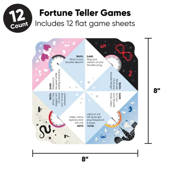 Big Dot of Happiness In My Party Era - Celebrity Concert Party Cootie Catcher Game - Truth or Dare Fortune Tellers - Set of 12 {7}