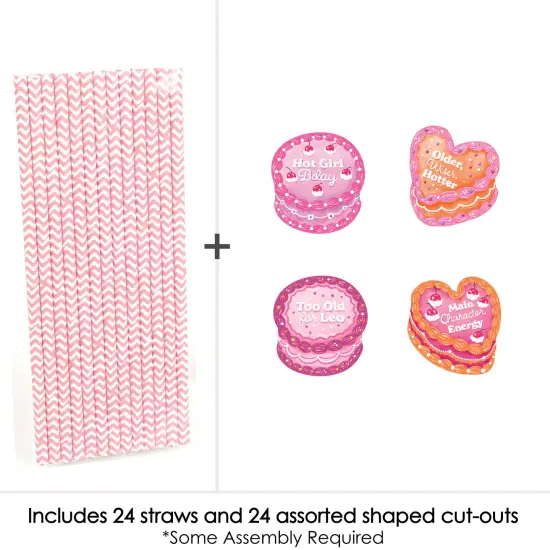 Big Dot of Happiness Hot Girl Bday - Paper Straw Decor - Vintage Cake Birthday Party Striped Decorative Straws - Set of 24 {4}
