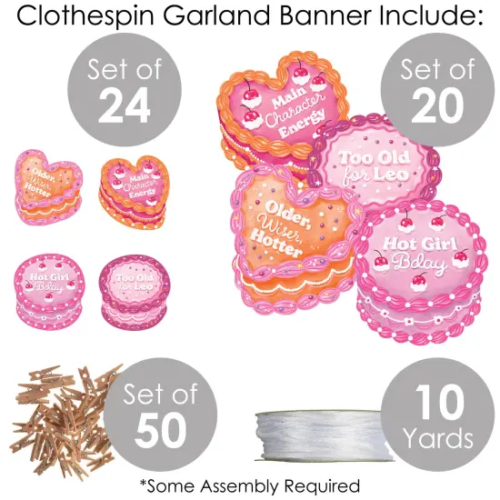 Big Dot of Happiness Hot Girl Bday - Vintage Cake Birthday Party DIY Decorations - Clothespin Garland Banner - 44 Pieces {4}