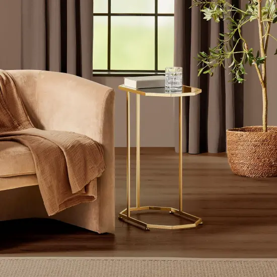 mDesign Marble Accent Side/End Table Desk and Tray Furniture Unit {2}