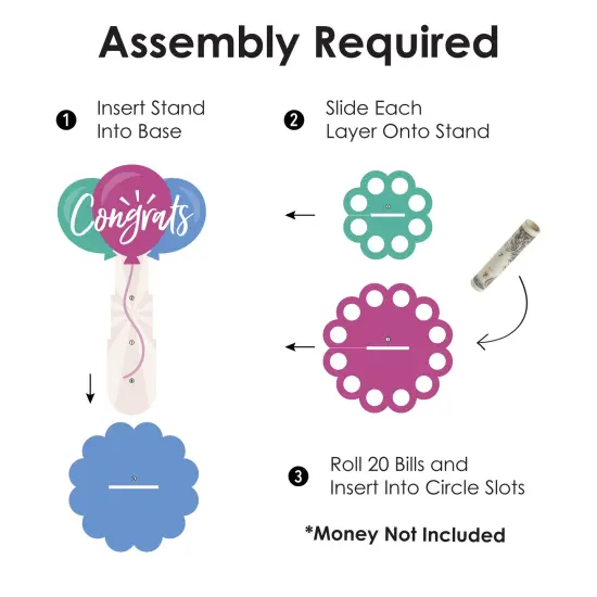 Big Dot of Happiness Congrats - DIY Congratulations Money Holder Gift - Cash Cake {6}