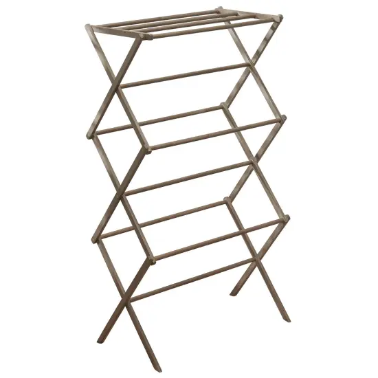 mDesign Bamboo Clothes Drying Rack, Foldable Wooden Laundry Drying Rack {4}