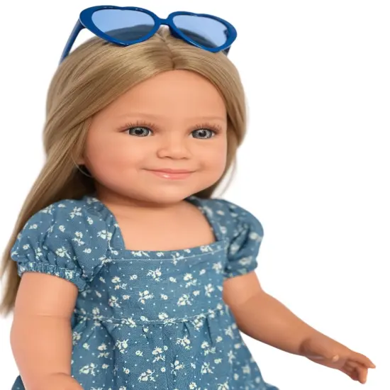 MBD Denim Maxi Dress for 18 Inch Kennedy and Friends Dolls and all Other 18 Inch Fashion Girl Doll-Complete Outfit with Sandals and Glasses {2}
