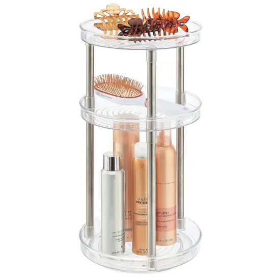 mDesign Spinning 3-Tier Lazy Susan 360 Makeup Organizer Tower {2}