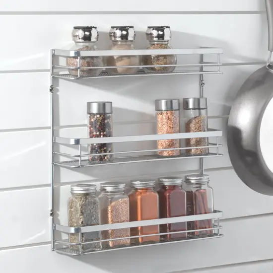 mDesign Steel Wall Mount 3-Tier Spice Rack Storage Organizer Basket {2}