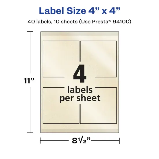 Avery Pearlized Ivory Square Labels with Sure Feed Technology, 4" x 4" {5}