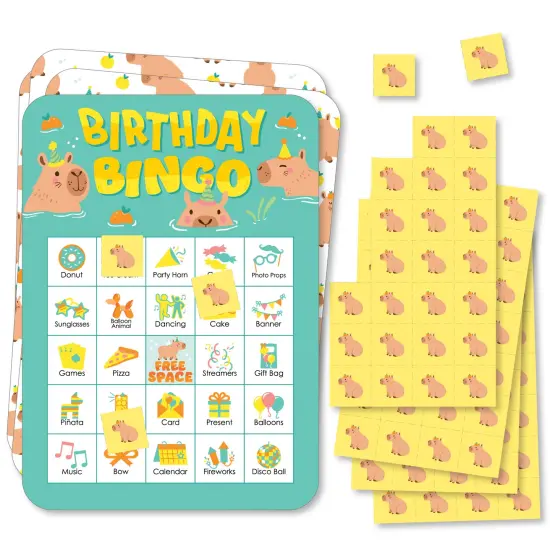 Big Dot of Happiness Capy Birthday - Picture Bingo Cards and Markers - Capybara Party Bingo Game - Set of 18 {1}
