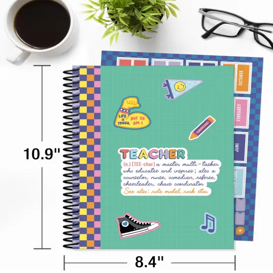 Carson Dellosa We Stick Together Teacher Planner 2025-2026, Undated 8" x 11" Lesson Plan Book With Retro Stickers, Class Schedule, Weekly Calendar, Homeschool and School Supplies, Classroom Must Haves {2}