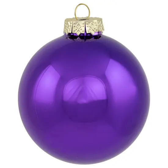 Northlight 2-Finish Christmas Glass Ball Ornaments - 3.25" (80mm) - Purple - 6ct {6}