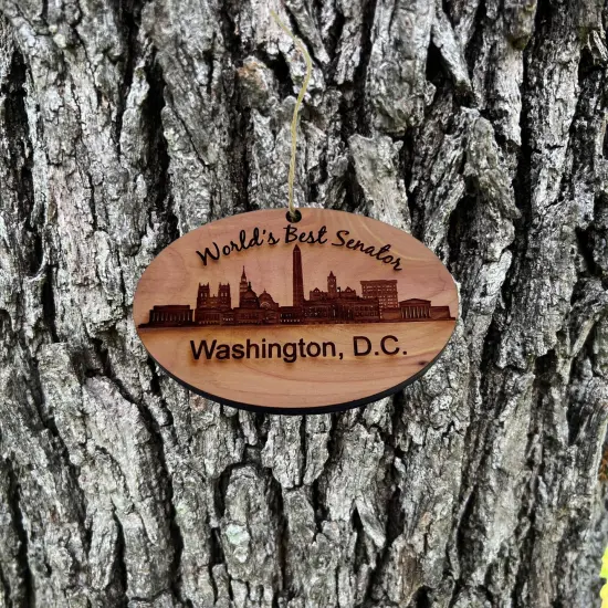 Worlds Best Senator Washington DC - Cedar Ornament {1}