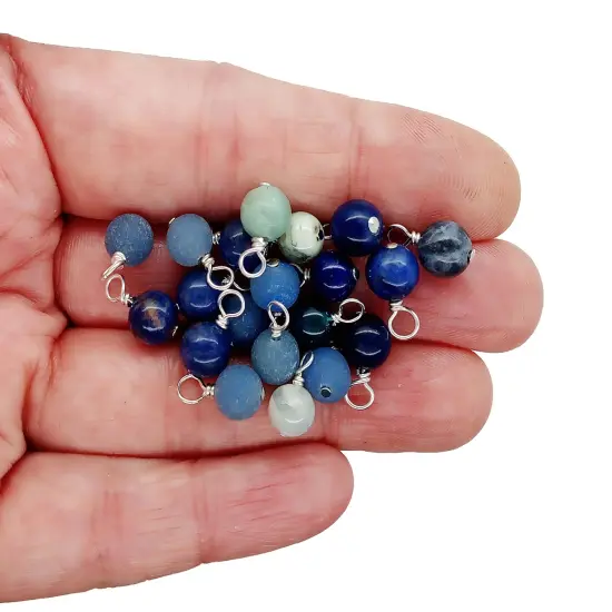 Gemstone Charm Mix, 20 pcs, Blue Dangle Assortment, 5mm - 7mm Beads, Adorabilities {2}