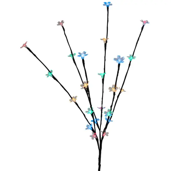 Northlight Pre-Lit Cherry Blossom Artificial Tree Branches - 2.5' - Multi LED Lights - Set of 3 Black {5}