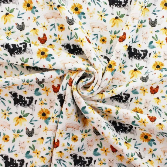 Sunflower Farm Animals Bullet Fabric {3}
