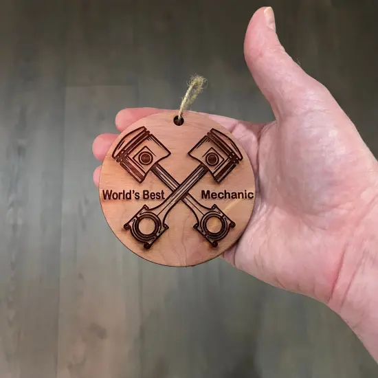 World's Best Mechanic with Piston - Cedar Ornament {4}