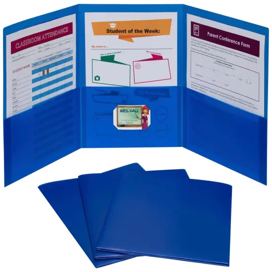 C-Line 3-Pocket Tri-Fold Poly Portfolios, Pack of 24 Blue {2}