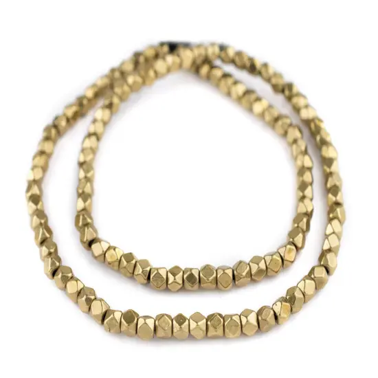 The Bead Chest 6mm Brass Cornerless Cube Beads - Full Strand of Ethnic Metal Spacer Beads {3}