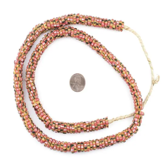 The Bead Chest Yellow Chevron-Style Aja Krobo Beads (11mm) {2}