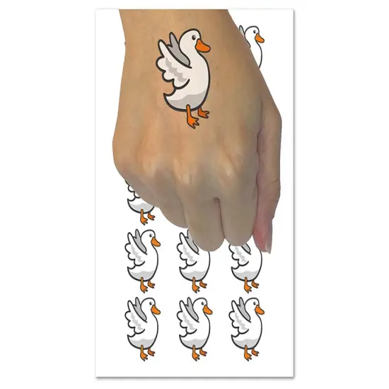 Delightful Duck Flapping Wings Temporary Tattoo Water Resistant Fake Body Art Set Collection (1 Sheet) {1}