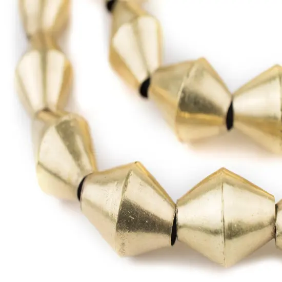 The Bead Chest Brass Mali Bicone Beads 22x16mm African Large Hole 24 Inch Strand Handmade {1}