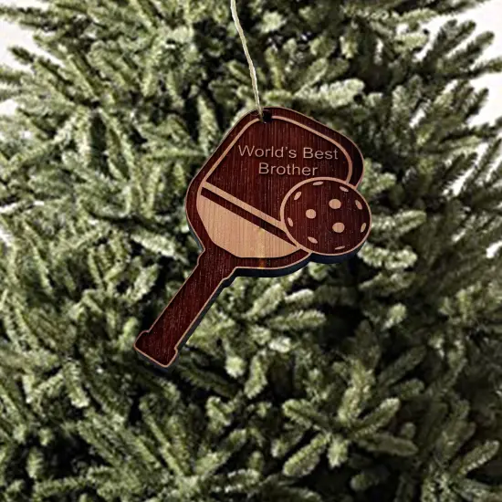 Worlds Best Brother Pickleball - Cedar Ornament {2}