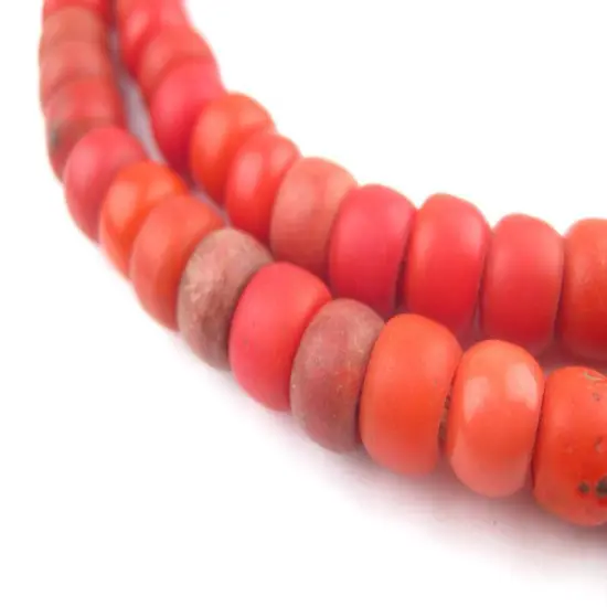 The Bead Chest Old Red Padre Beads, Full Strand of Vintage Glass Trade Beads {1}