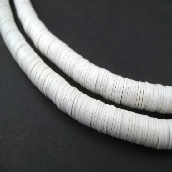 The Bead Chest African Vinyl Beads, Ghana Vulcanite Crafts Supplies for DIY Jewelry Making, Necklaces, Bracelets (6mm, White) {1}