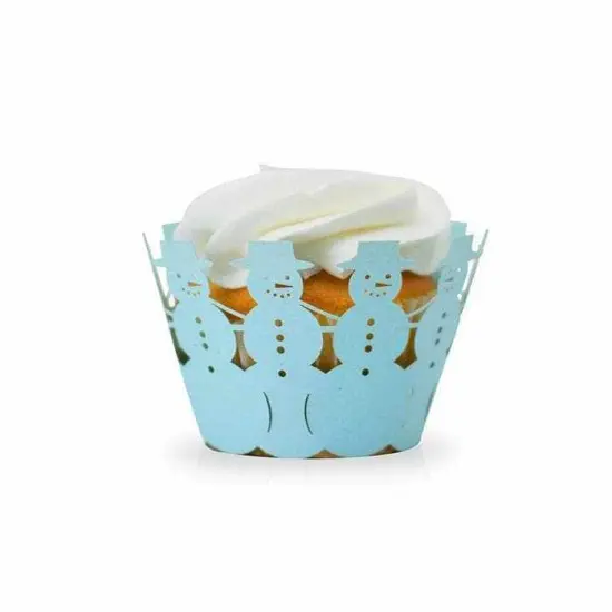 Soft Blue Snowman Cupcake Wrappers & Liners | 25 PC Set {1}