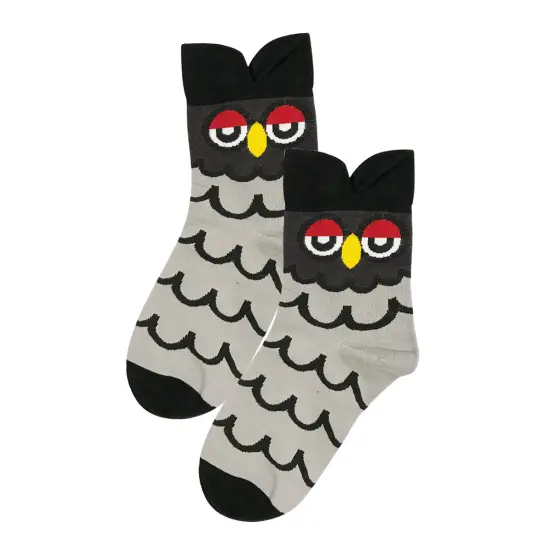 Wrapables Novelty Animal Print Crew Socks (Set of 5), Colorful Owl {4}