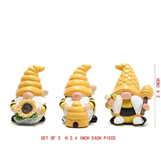 3 Pieces Bumble Bee Spring Gnome Decorations Honey Bee Gnomes Ornaments World Bee Day Decorations Gifts Fall Thanksgiving Gnomes Figurines Honey Bee Birthday Party Decor {4}