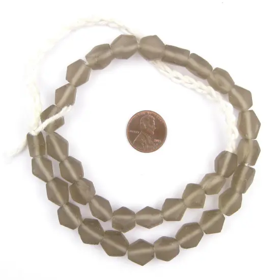 The Bead Chest Groundhog Grey Hexagon Java Recycled Glass Beads - Full Strand of Faceted Bottle Glass Beads | Approximately 25 Beads {2}