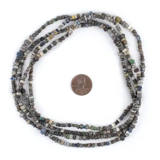 The Bead Chest Grey Ancient Djenne Nila Glass Beads 4mm Mali African Seed 24-28 Inch Strand Handmade {2}
